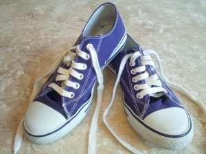 I've traded in my purple heels for purple tennis shoes.